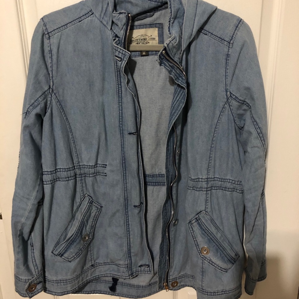 Soft denim hooded jacket